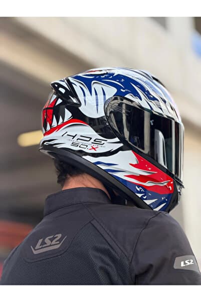 Givi 50.X SHARKBITE MAVİ-BEYAZ-KIRMIZI KASK (SİYAH VİZÖR)