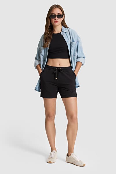 U.S. Polo Assn. Kadın Siyah Örme Şort 50323525-VR046