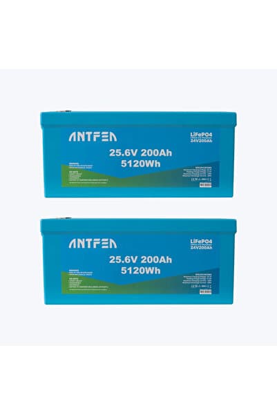 Antfea 25.6V 200Ah ABS Lityum Akü Akıllı Ekran Bluetooth LiFePo4 2 Adet - 10.24 kWh