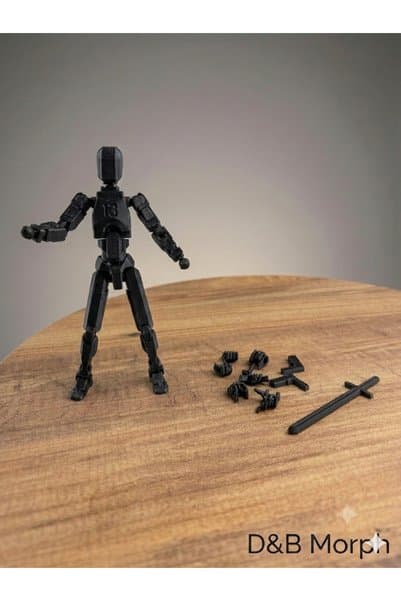 D B Morph Dummy 13 Tüm Eklemleri Hareketli Figür Oyuncak(Siyah) + Silahlar