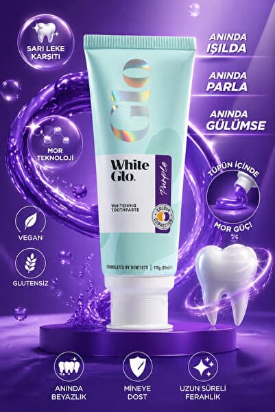 White Glo Glutensiz Sarı Leke Karşıtı Mor Diş macunu 115 GR