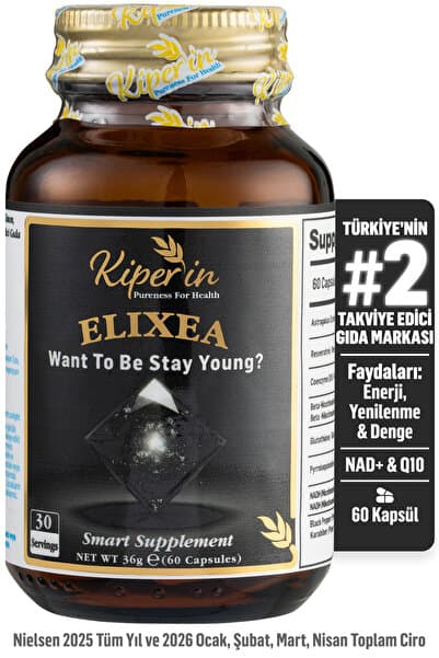 Kiperin Elixea ‘Longevity' | Resveratrol, Glutatyon, Koenzim Q10, NMN, NADH, PQQ.. | 60 Kapsül