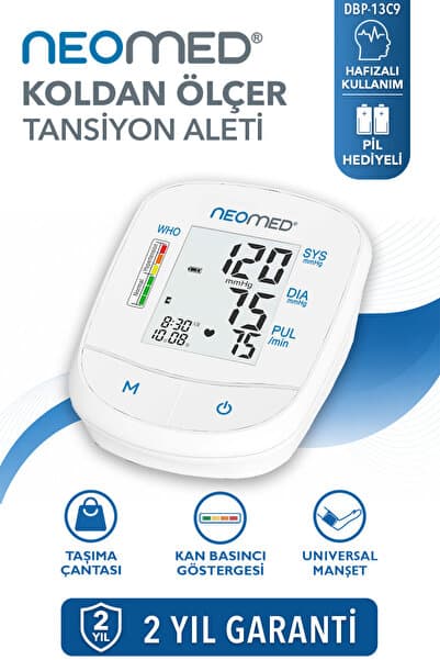neomed DBP-13C9 Pratik Hafızalı Üst Koldan Dijital Tam Otomatik Tansiyon Aleti