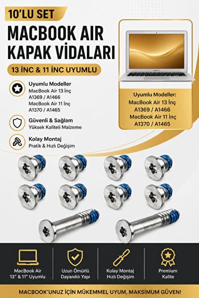 Mcstorey Macbook Air Kapak Vidaları Screw 13 inç A1369 A1466 11 inç A1465 A1370 ile Uyumlu Gümüş