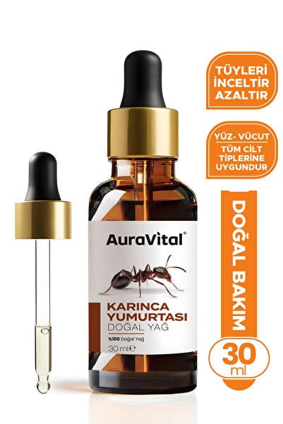 AuraVital Karınca Yumurtası Yağı 30 Ml %100 Doğal – Tüy Azaltıcı, Epilasyon Sonrası Cilt Bakım Yağı