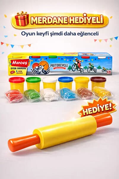HEROES 6 Renk Doğal Oyun Hamuru - %100 Buğday Unlu Okul Öğrenci Hamur Seti