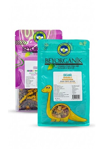 BEYORGANİK Organik Sebzeli Makarna Seti 2'li Paket (sebzeli çocuk makarna 150gr &sebzeli burgu makarna240gr)