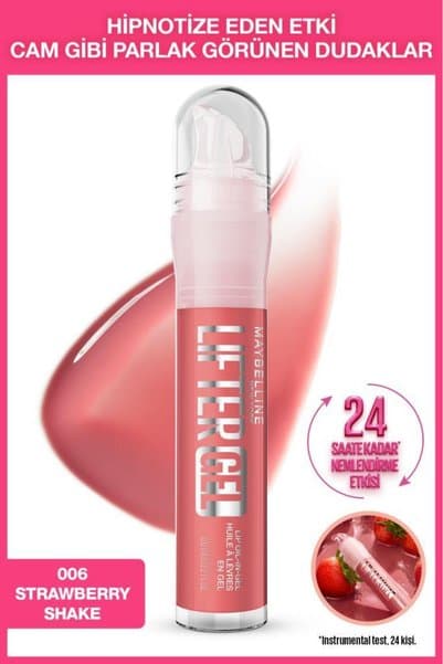 Maybelline New York Lifter Gel Ekstra Parlak ve Nemlendirici Dudak Parlatıcısı -06 Strawberry Shake