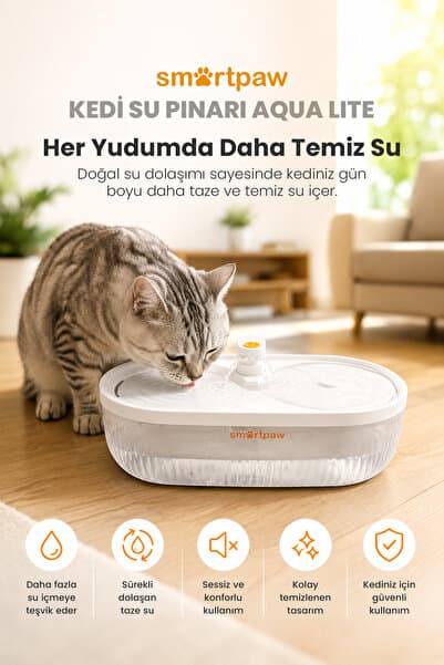SMARTPAW Aqua Lite 4lt Otomatik Kedi Su Pınarı (Distribütör Garantili)
