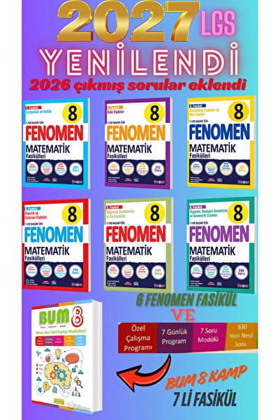 Fenomen Yayıncılık 2026 2027 LGS 8. sınıf Fenomen Matematik Fasikülleri FASİKÜL SET-BUM 8 7Lİ FASİKÜL İLE BİRLİKTE -Yeni güncel son baskı