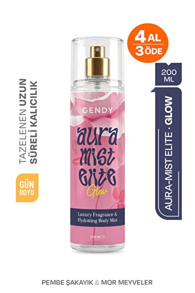 GENDY Aura Mist Elite - GLOW Body Mist, Parfümlü Vücut Spreyi 200 ML