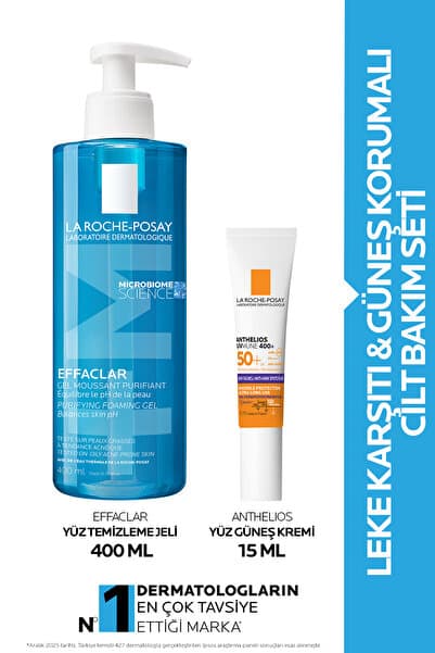 La Roche Posay Güneş Korumalı Cilt Bakım Seti: Effaclar Yüz Temizleme Jeli 400 ml & Anthelios Yüz Güneş Kremi 15ml