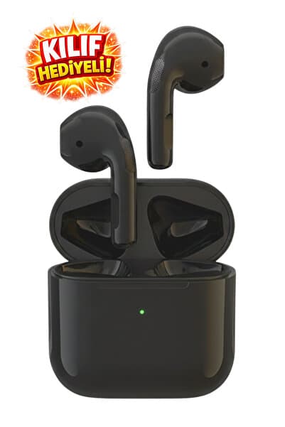TrkTech Pro 5 Plus Siyah Kablosuz Bluetooth Kulaklık Bluetooth 5.3 TWS iOS Android Uyumlu HD Stereo Ses Dokunmatik Kılıf Hediyeli Şarj Kutulu