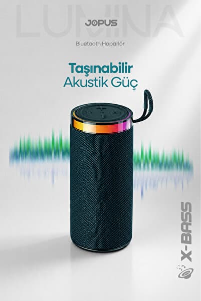 Jopus Yüksek Sesli Işıklı Taşınabilir TWS Bluetooth Hoparlör Şarjlı Kablosuz Speaker USB SD Destekli