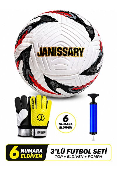 Janissary 6 Numara Kaleci Eldivenli Futbol Seti Top Pompa Dahil Çocuk Antrenman Maç Seti
