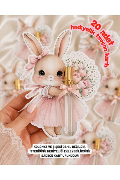 Dijital Nostal Tavşan Temalı Popüler Hediyelik Kartı (20 adet) Doğum Günü I Baby Shower I Doğum Günü I Bebek Mevlüdü