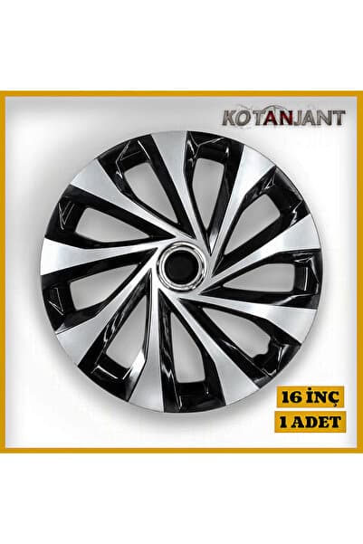 Kotanjant RENAULT 16 İnç Jant Kapağı (TEK) 1 Adet Siyah Gümüş + 1 Amblem + 2 Cırt Kelepçe