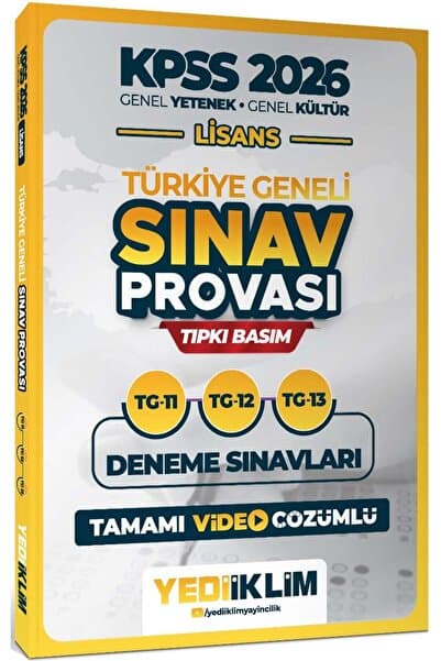 Yediiklim Yayınları 2026 KPSS Lisans GY-GK Türkiye Geneli Sınav Provası Tıpkı Basım 11-12-13 Deneme Sınavları Tamamı Video Çözümlü