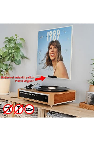 KİOfisi Plaklık - Çift Taraflı Bantlı - Plak Rafı - Plak Standı - Plak Rafı - Plak Tutucu -