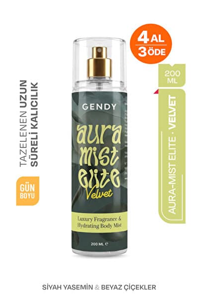 GENDY Aura Mist Elite - VELVET Body Mist, Parfümlü Vücut Spreyi 200 ML