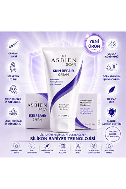 ASBİEN THE SCAR Skin Repair Cream 50 ml - Skar, Akne İzi, Çatlak ve İşlem Sonrası Bakım Kremi