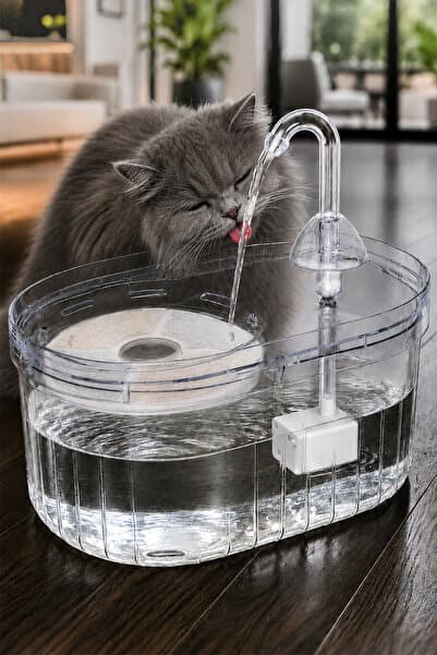 ATA HOME Şeffaf Otomatik Kedi Su Pınarı 2,3 L – Filtreli Ultra Sessiz Kedi Su Çeşmesi USB Bağlantılı