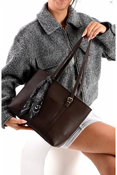 NWR BAGS Kahverengi Kadın Omuz Ve Kol Çantası 25x34 Ebatında