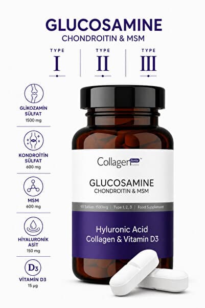 Collagen Forte Platinum Glukozamin, Glucosamine Chondroitin & Msm 90 Tablet Kolajen & Vitamin D3
