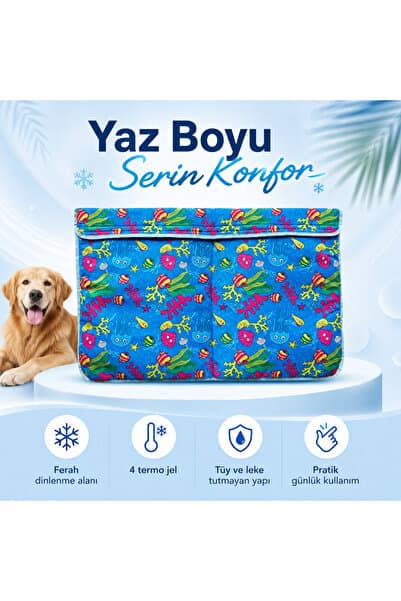Havhav Köpek Serinletici Minder Mat 70x50 cm – 2 Termo Jel Dahil Yazlık Soğutucu Köpek Yatağı