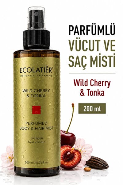 ECOLATIER Saç ve Vücut Spreyi Wild Cherry Tonka Parfümlü Nemlendirici Body Mist 200 ml