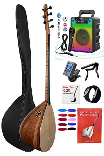 istanbul müzik tedarik Jak Girişli Amfi Uzun Sap Maun Gövde Kaliteli Gürgen Sap Saz El Yapımı Setli Bağlama Seti