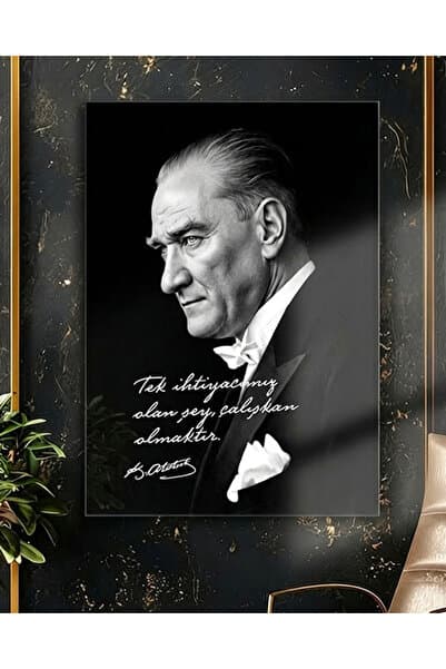 FavloArt Mustafa Kemal Atatürk Portre Pleksi Tablo – Modern Ofis ve Yaşam Alanları için