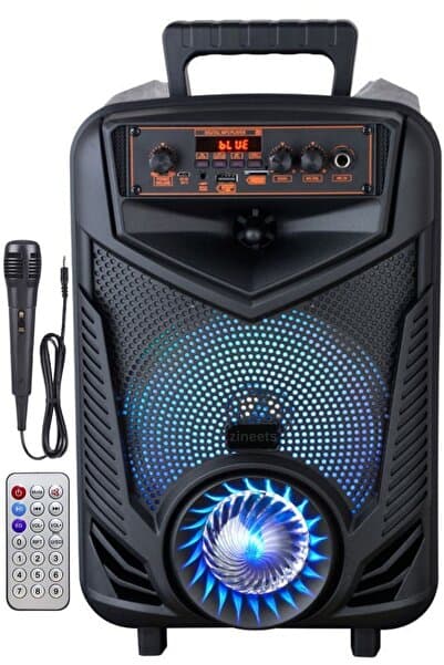 Zineets Işıklı Büyük Boy Party Box Bluetooth Hoparlör Taşınabilir Şarjlı Ses Sistemi Radyolu Karaoke BASS+