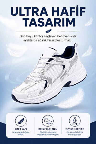 ayakkabıhavuzu 530 Beyaz Lacivert Spor Ayakkabı