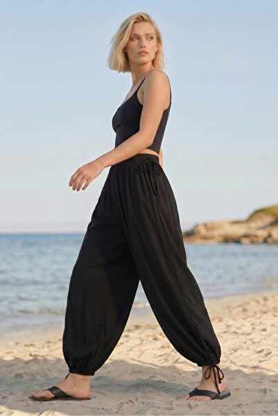 macharel jeans Rustik Arka Bağcıklı Şalvar Pantolon
