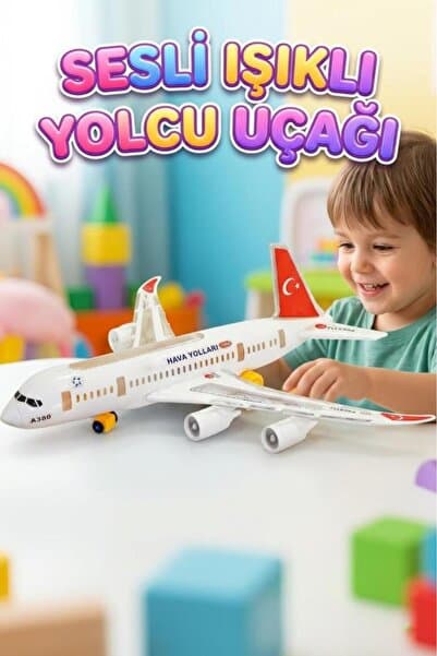 Tıfıl Toys Işıklı Sesli Pilli Hareketli Kolay Kurulumlu Büyük Boy Oyuncak Türk Hava Yolları Uçağı