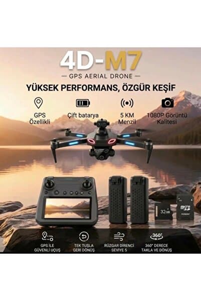 4DRC TEKNOFAMİLY M7 DOKUNMATİK EKRAN RC KUMANDA 5KM MENZİL ÇİFT BATARYA TÜRKÇE KULLANIM KLAVUZLU PROFESYONEL DRON