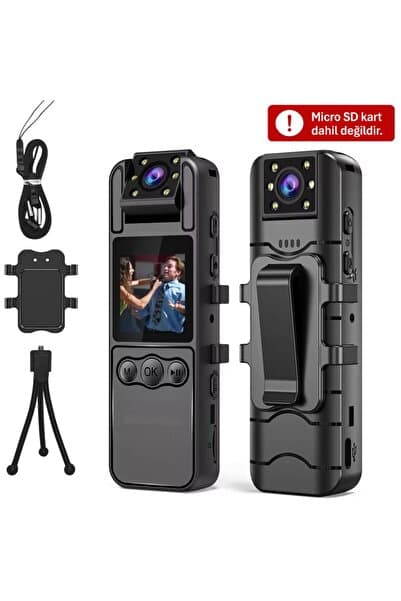 maetheus H82 1080P WiFi Vücut Kamerası Full HD Ses ve Video Kayıt Cihazı 180° Döner Lens Gece Görüş 1.3 İnç Ekran