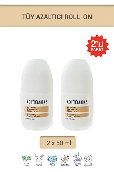 ORNATE Karınca Tüy Azaltıcı, Beyazlatıcı, Koku ve Ter Karşıtı Unisex Doğal Roll On 2'li Set