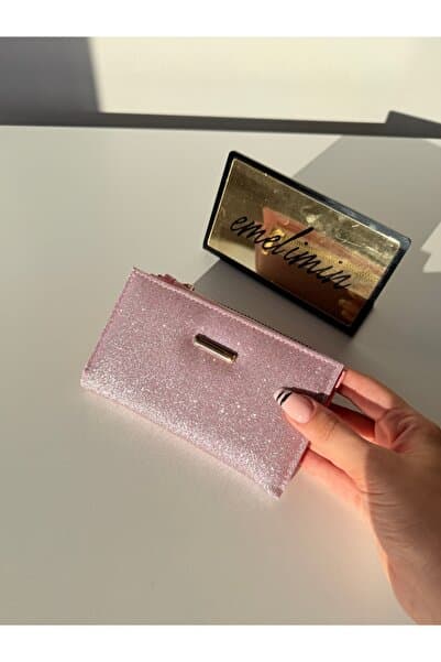 emelimin Kadın Pembe Simli Cüzdan – Fermuarlı Parlak Metalik Mini Cüzdan