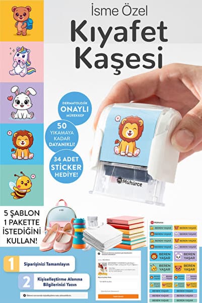 WOODCRAFT CREATIVE Kıyafet Kaşesi Özelleştirilebilir ve Dayanıklı Tasarım Öğrenci Kaşesi Kreş Kaşesi Okul Kaşesi
