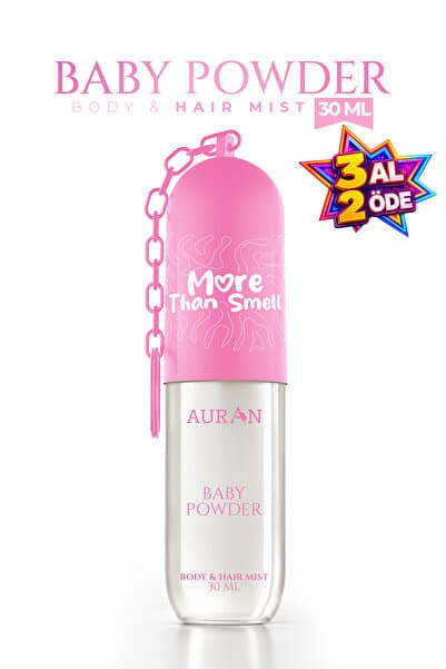 AURAN Bebek Pudrası Vücut & Saç Spreyi Besleyici ve Onarıcı Saç Parfümü Anahtarlıklı Vücut Parfümü Charm Body & Hair Mist Spray 30ml