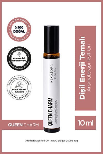 NEVALORA QUEEN CHARM – Dişil Enerji Temalı Aromaterapi Roll-On | %100 Doğal Uçucu Yağ | 10 ml