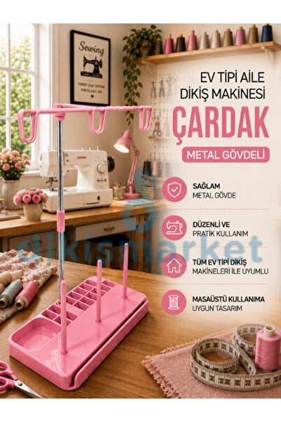 dm dikişmarket Ev Tipi Aile Dikiş Makinesi Çardak İplik Yolu METAL GÖVDELİ YERLİ ÜRETİM