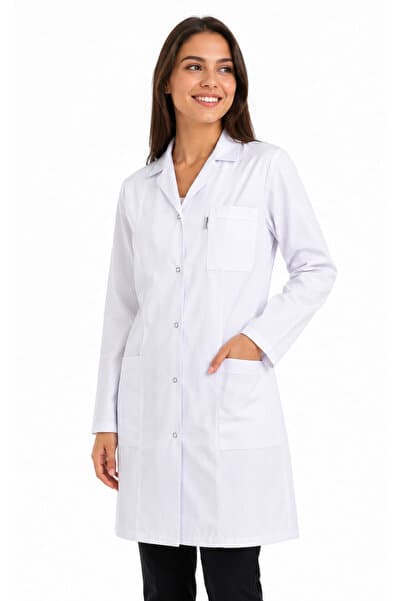 KARACANLAR Beyaz Doktor Eczacı Öğretmen Önlüğü, Uzun Boy, Düz yaka