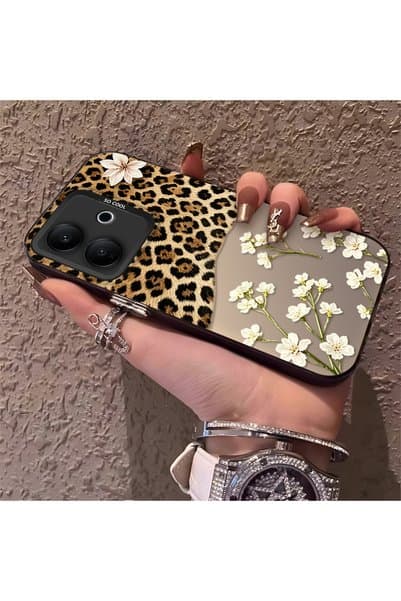 CASEVIBE Vivo V60 Lite 4G/5G Uyumlu Trend Leopar Beyaz Çiçek Baskılı Telefon Kılıfı