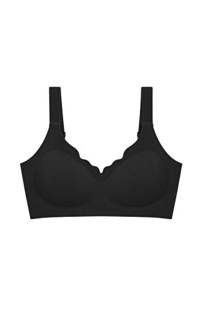 Cottonhill Seamless Bra - Mirena | Siyah Lazer Kesim Rib Dokulu Toparlayıcı Balensiz Kadın Sütyen