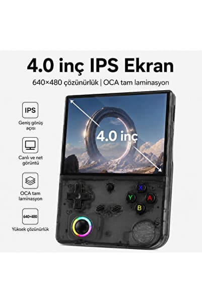 Pell ANBERNIC RG 40XXV Taşınabilir El Oyun Konsolu, 4.0 inç IPS Ekran, Retro Game Boy PSP Oyun Konsolu