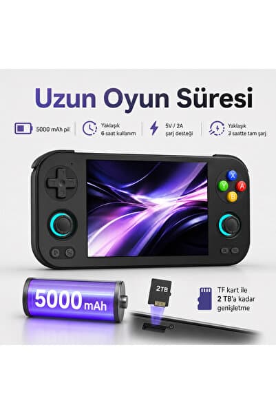 Pell ANBERNIC RG 476H El Oyun Konsolu 5000 mAh Pil, Taşınabilir Retro Atari Atari Oyun Cihazı
