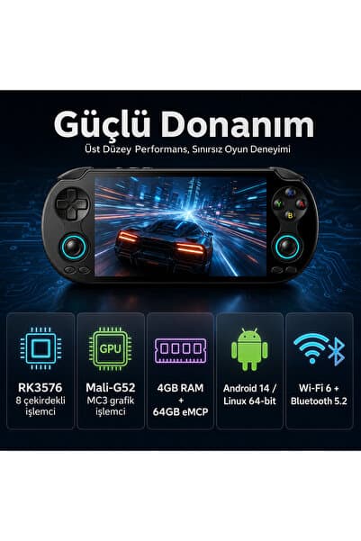 Pell Anbernic RG VITA Pro Taşınabilir El Oyun Konsolu RK3576 4GB RAM 5000 mAh, Android Retro Oyun Konsolu